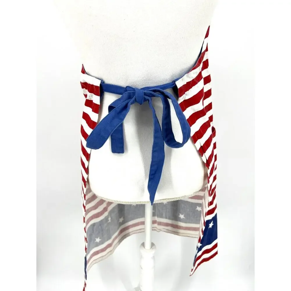 Vintage Kitchen Apron Patriotic Full Length Flag Print